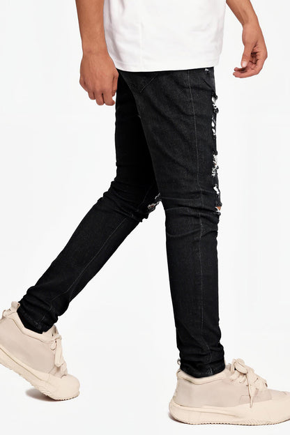 Super Stretch Skinny Jeans für Herren – Zerrissen &amp; Schwarz