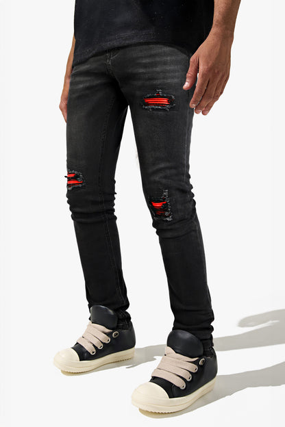 Skinny-Jeans mit zerrissenen Knien für Herren - Schwarz