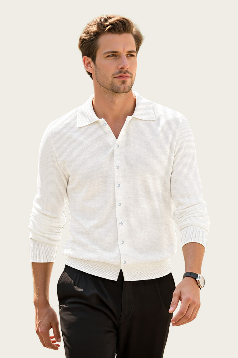 Polo Homme Coupe Slim - Manches Longues