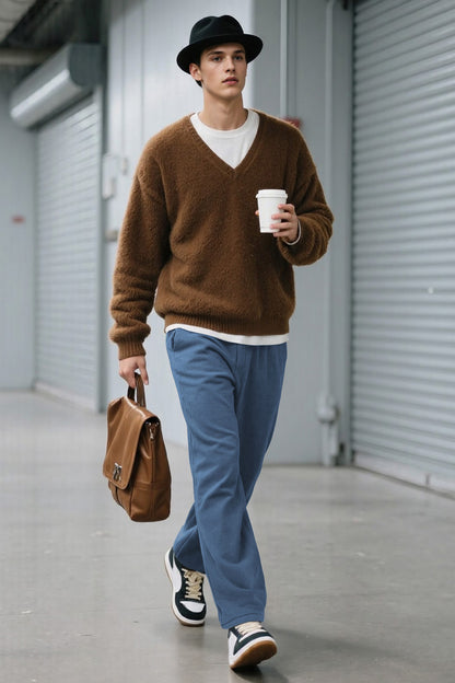 Mens Loose Casual Pant - Blue