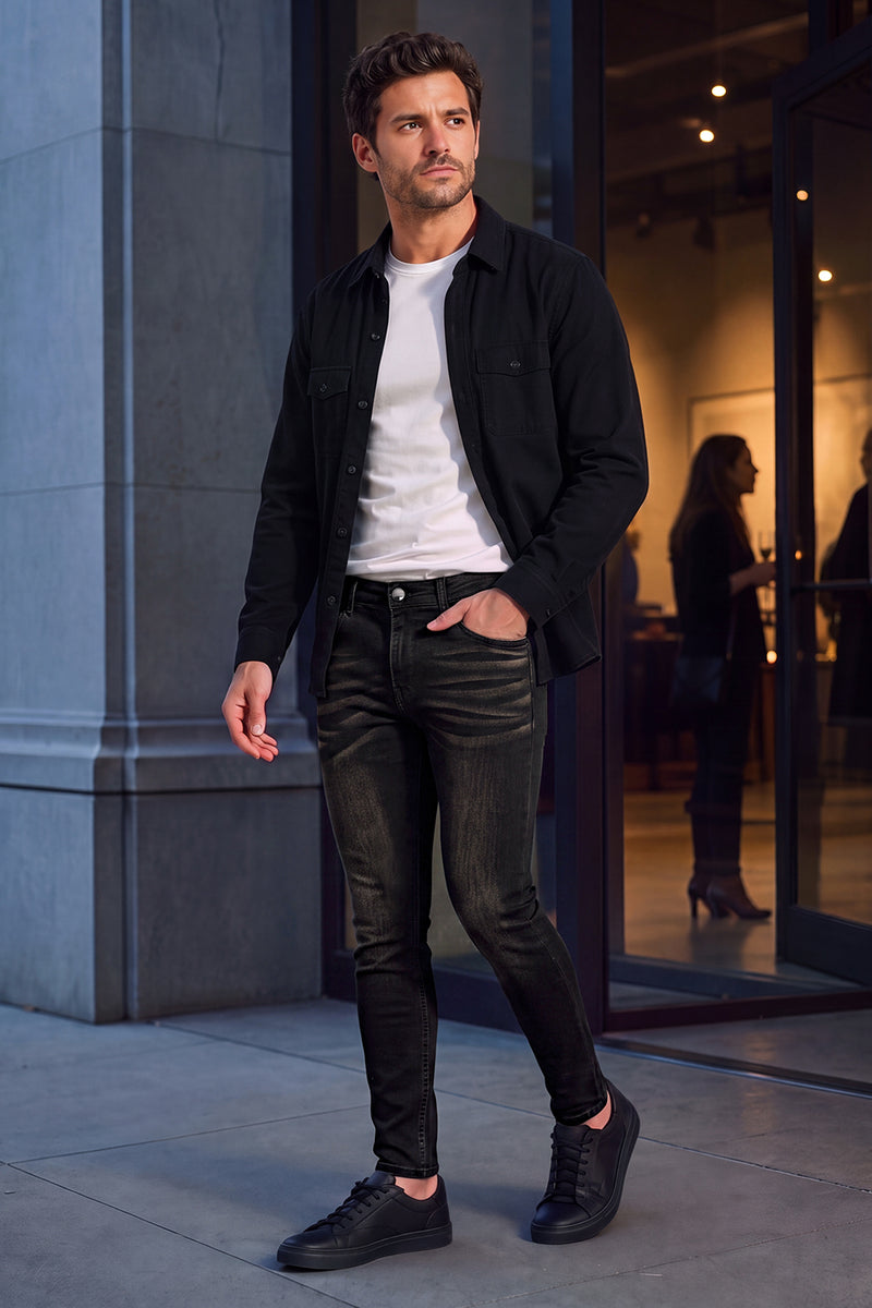 Men's Vintage Black Denim Sculpt Skinny Jean