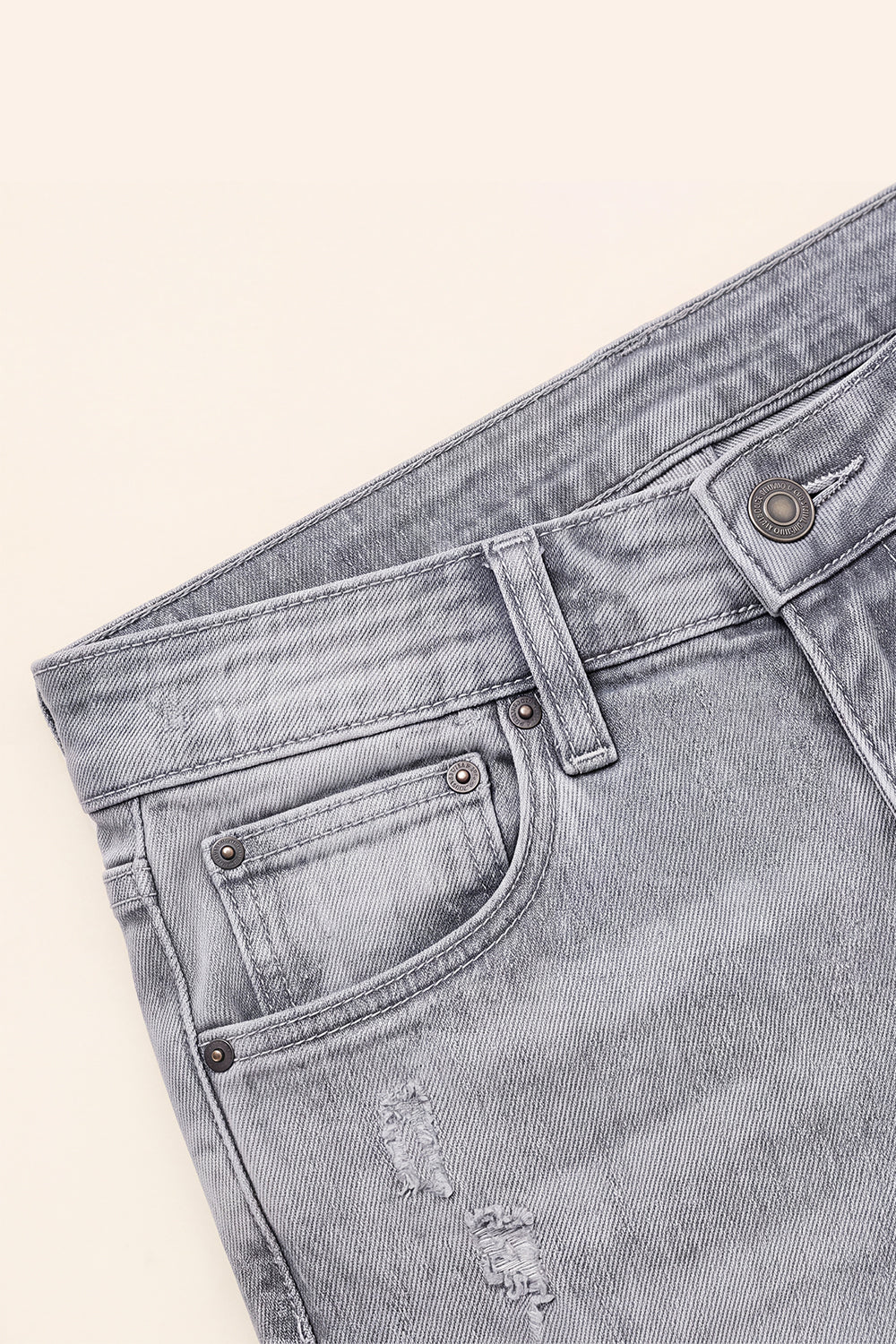 Jeans da uomo grigio marmo attillati lavati e strappati