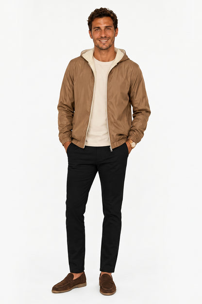 Men's Casual Hooded Lightweight Jacket - Camel