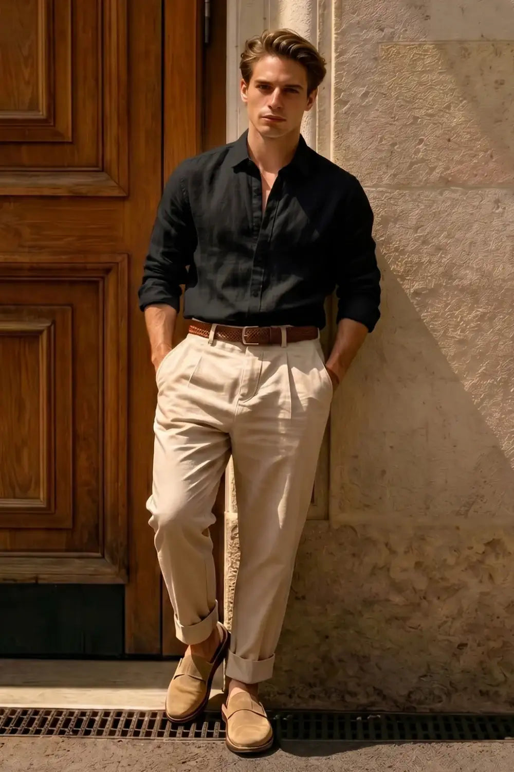 Men's Casual Linen Shirts - Black