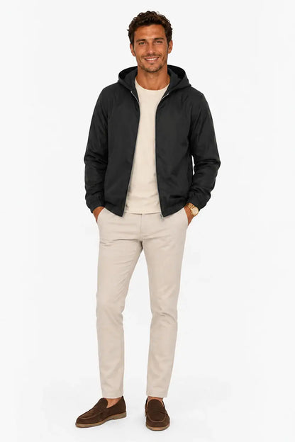 Men's Casual Hooded Lightweight Jacket - Black