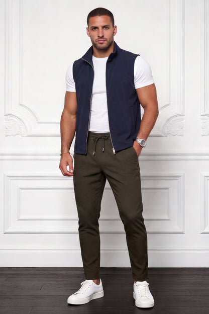 Men's Casual Stand Collar Zip-Up Vest - Navy Blue