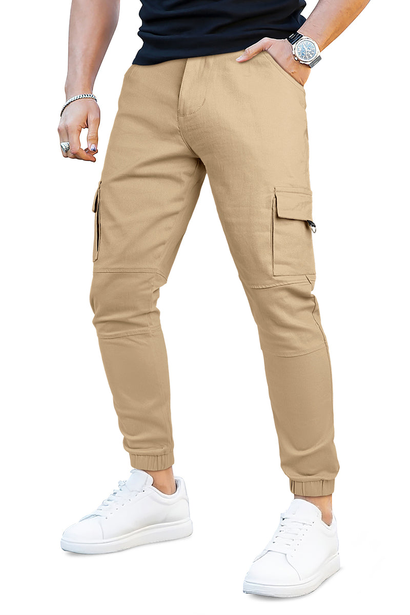 Men's Slim Fit Cargo Joggers | Multi-Pocket Tactical Pants with Cuffed Ankle