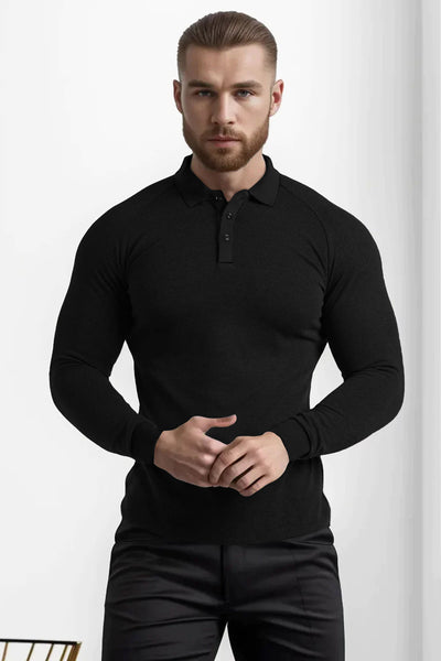 GINGTTO Men's Tailored For A Slim Fit Long sleeve Polo Shirt