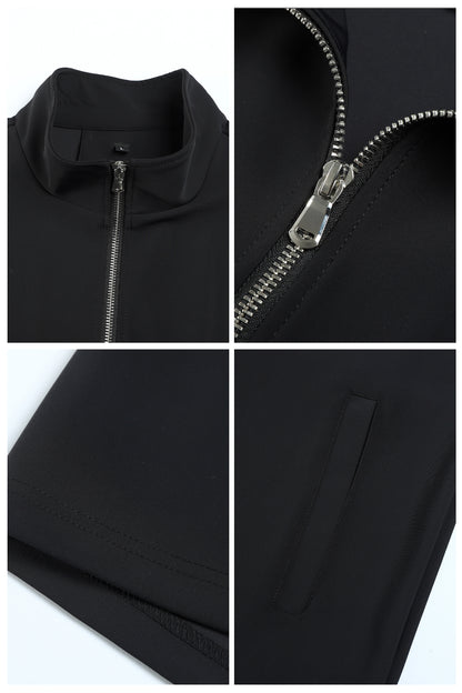 Men's Casual Stand Collar Zip-Up Vest - Black
