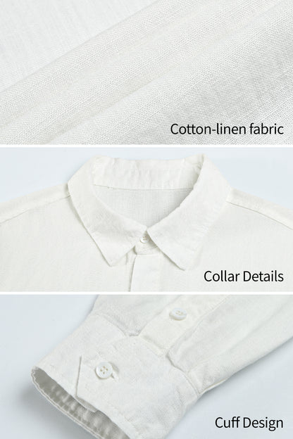 Men's Casual Linen Shirts - White