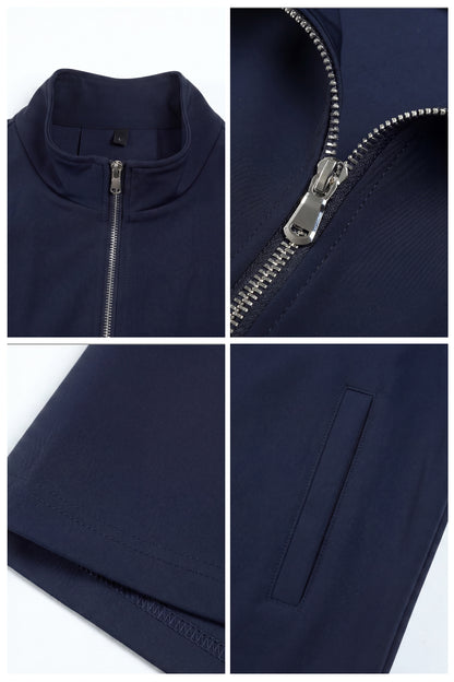 Men's Casual Stand Collar Zip-Up Vest - Navy Blue