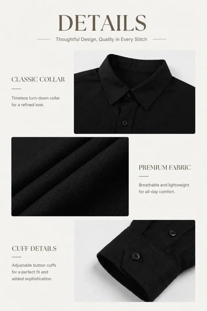 Men's Casual Linen Shirts - Black