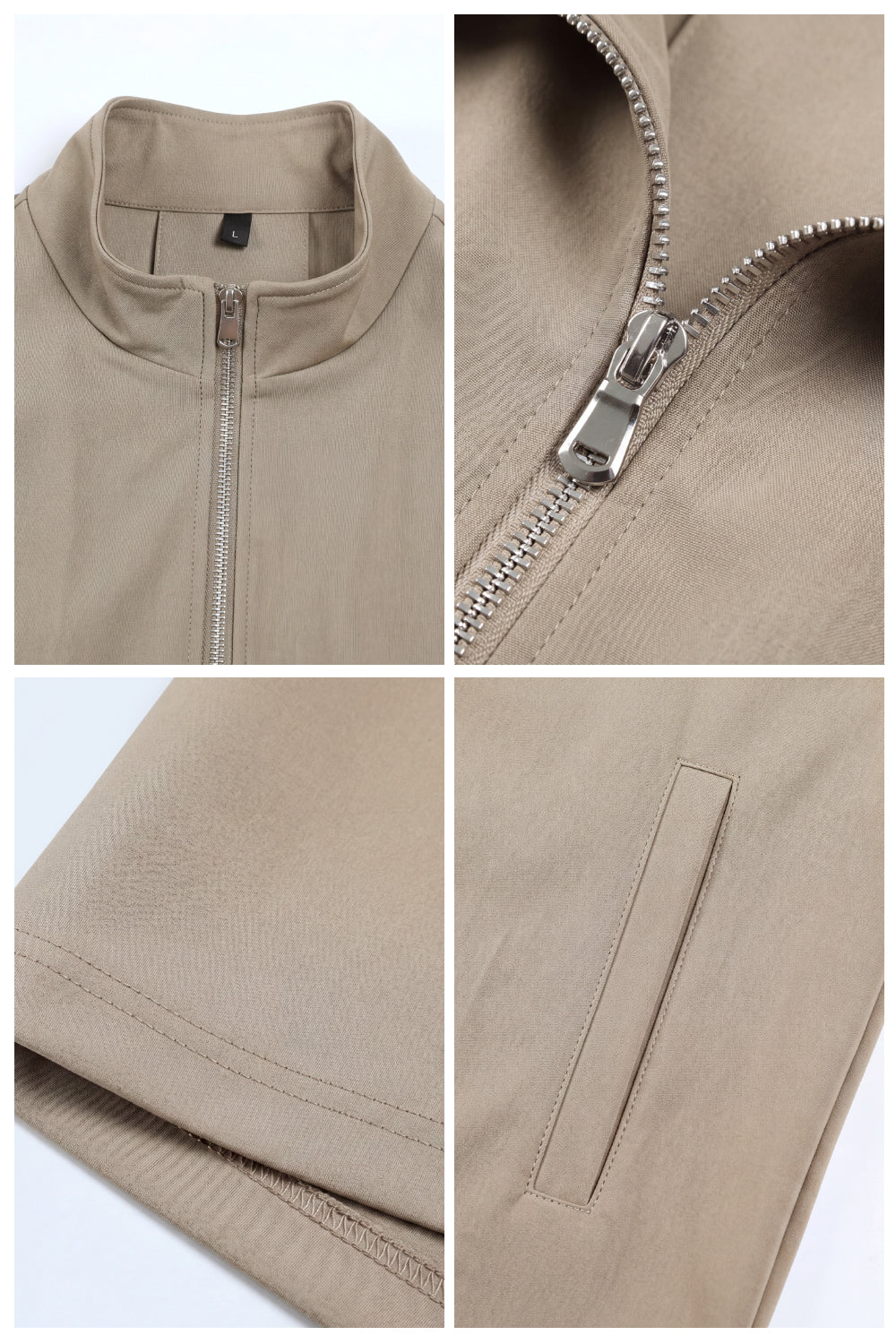 Men's Casual Stand Collar Zip-Up Vest - Light Khaki