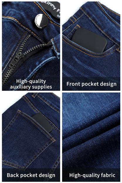 Vaqueros ajustados de alta elasticidad para hombre - Rotos y negros