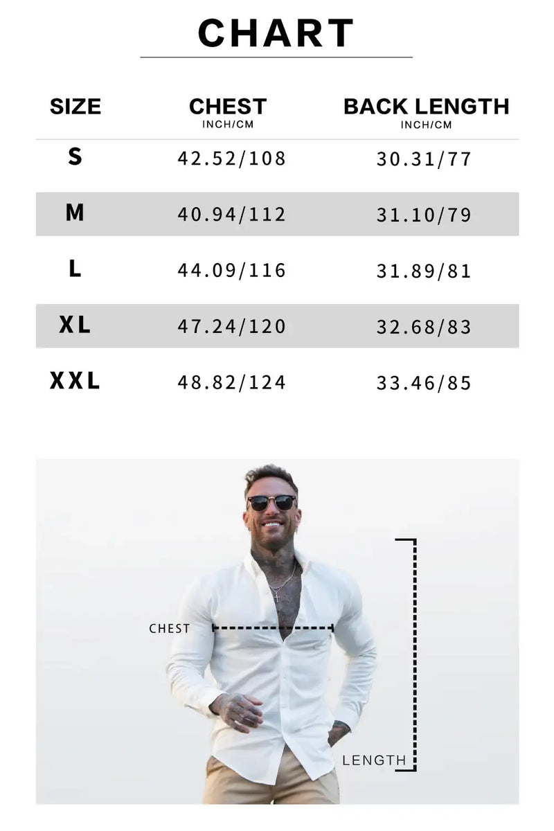 Men's Casual Shirt - Khaki Size Chart