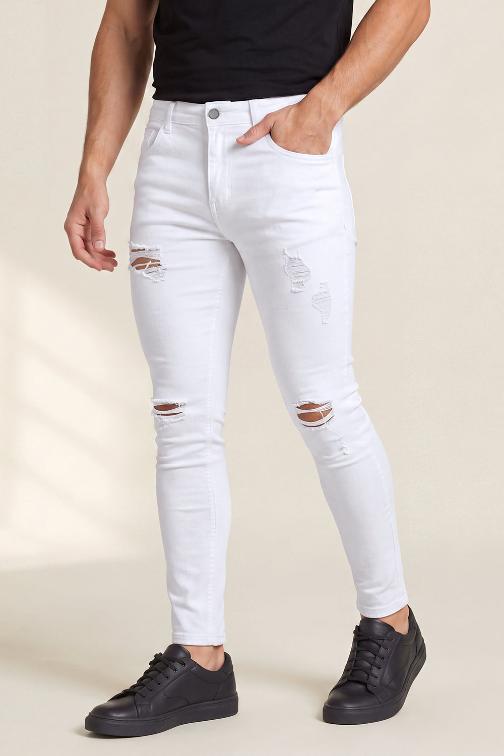 Herren-Skinny-Jeans – Weiß und mit Rissen