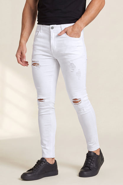 Herren-Skinny-Jeans – Weiß und mit Rissen