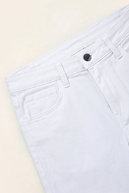 Calça jeans skinny masculina rasgada - branca