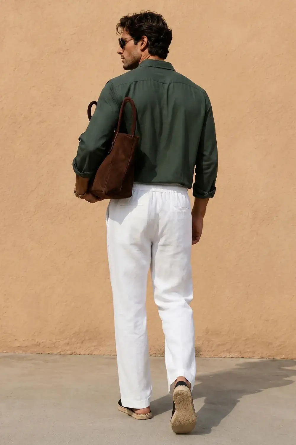 Men's Drawstring Casual Linen Pant - White