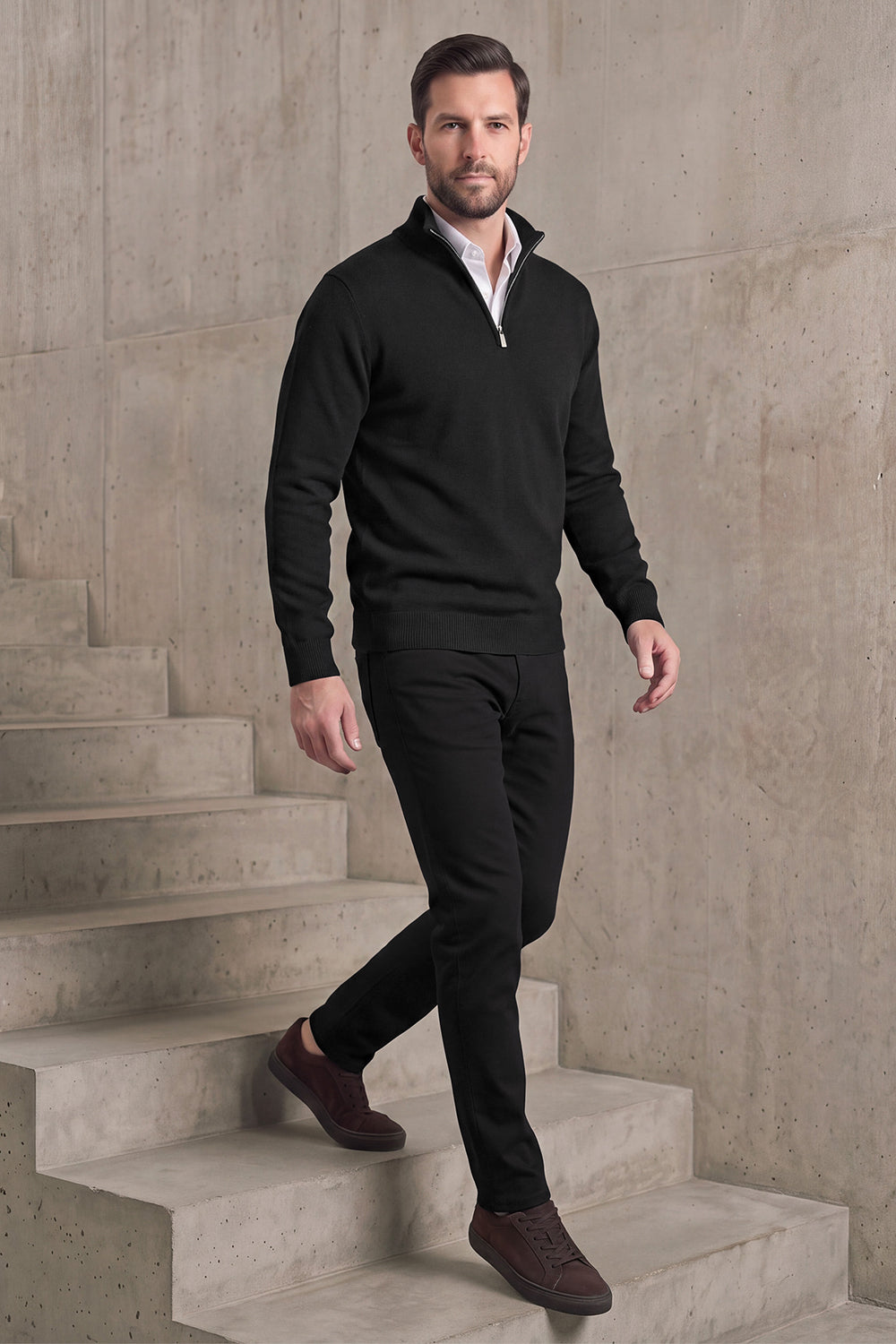 Men's Classic Quarter-Zip Knit Sweater | Lightweight Slim Fit Pullover