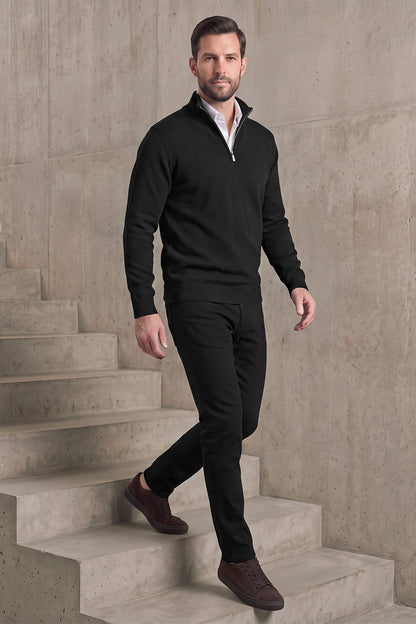 Men's Classic Quarter-Zip Knit Sweater | Lightweight Slim Fit Pullover