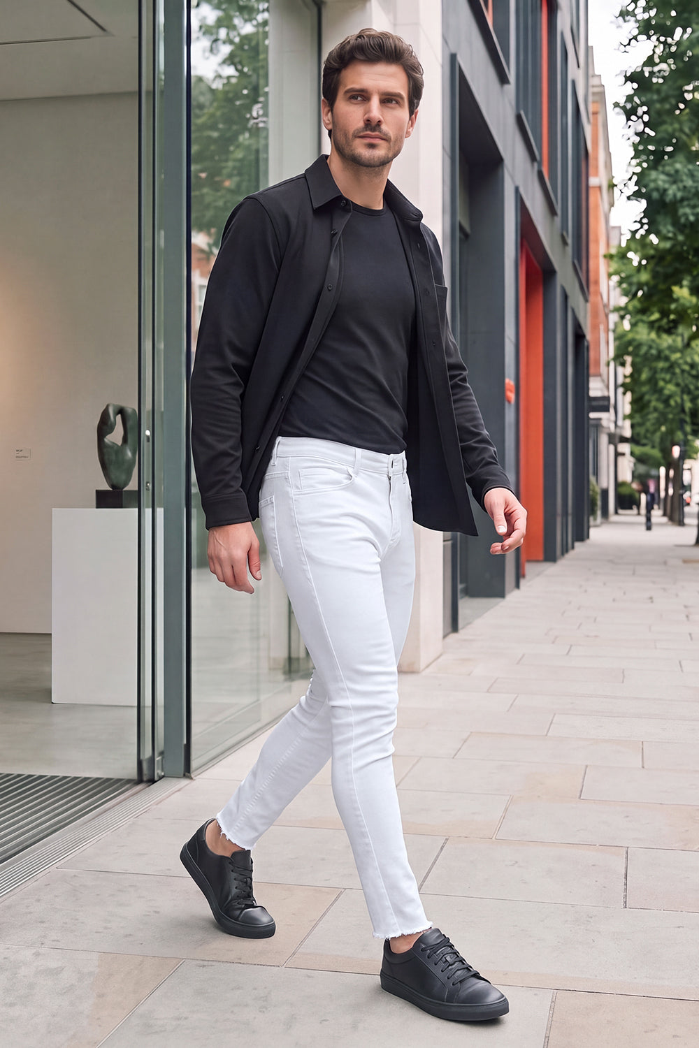 Jeans skinny elasticizzati da uomo - bianchi