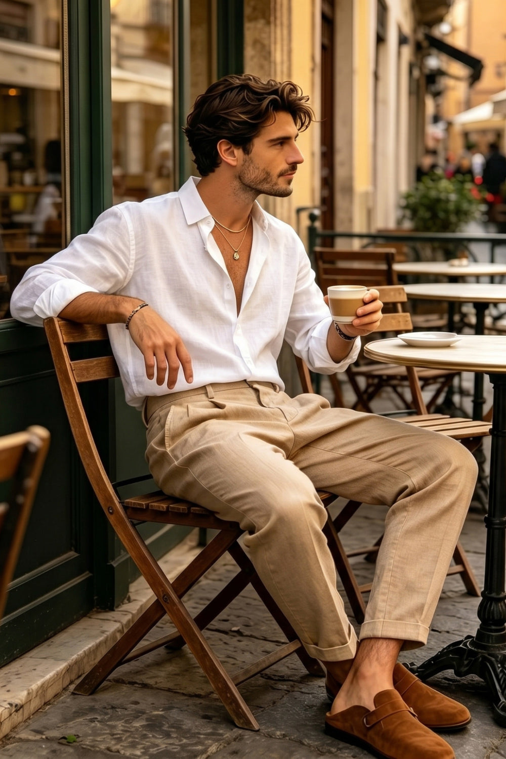 Men's Casual Linen Shirts - White