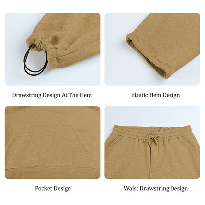 Men Pulloverl Hoodie Set - Khaki