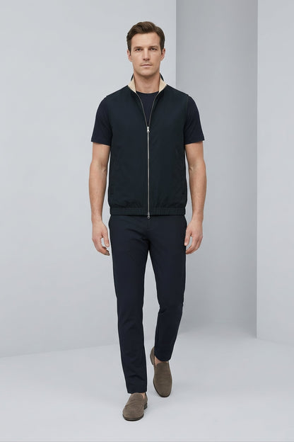 Men's 3-Piece Casual Set with Reversible Vest - Dark Navy