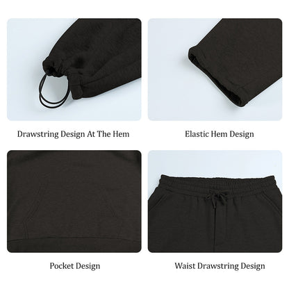 Men Pulloverl Hoodie Set - Black