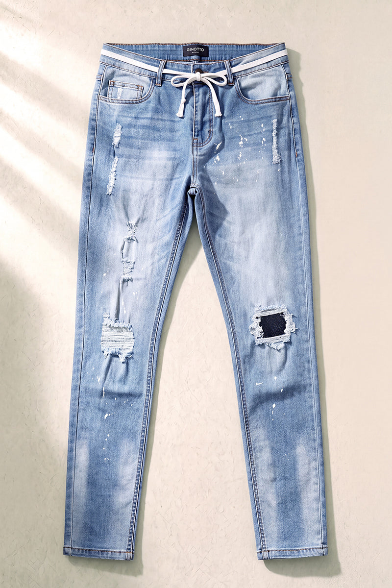 Men's Drawstring Sculpt Skinny Jean - Light Blue