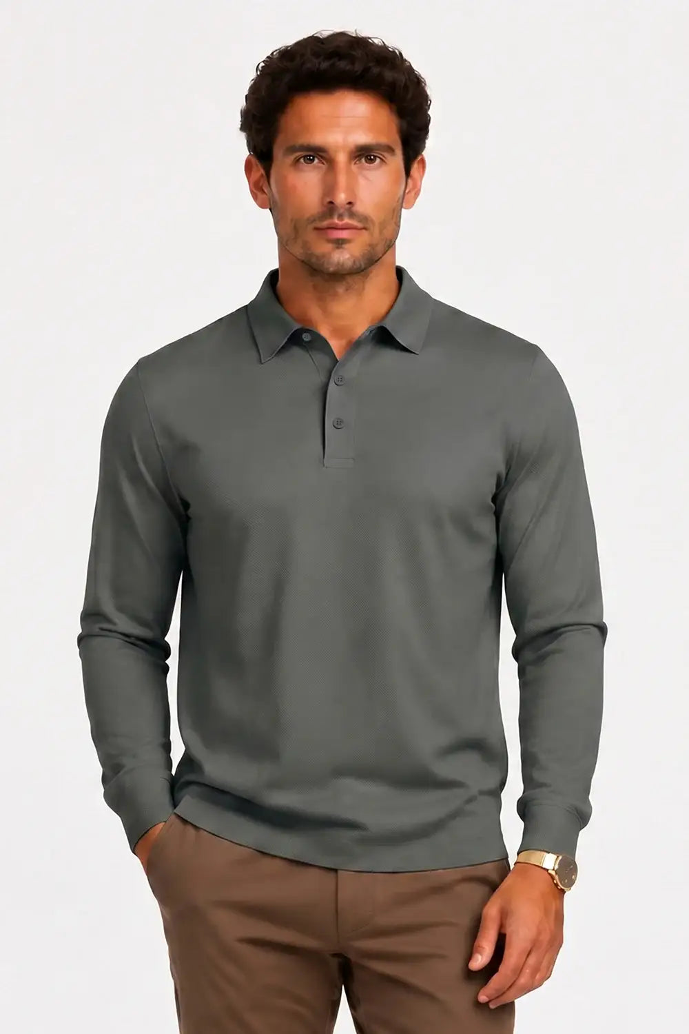 Camiseta de algodón mercerizado para hombre - Verde militar