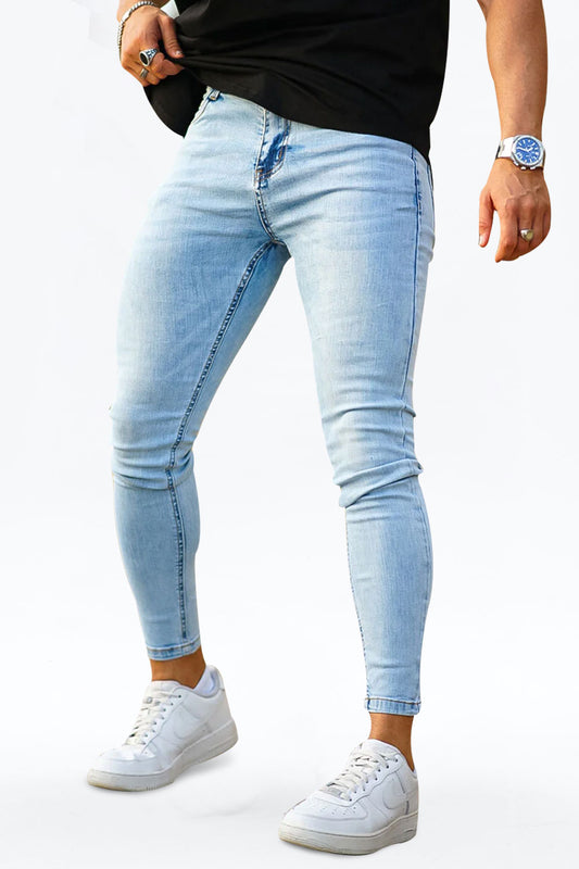 Jeans elasticizzati blu alla moda da uomo