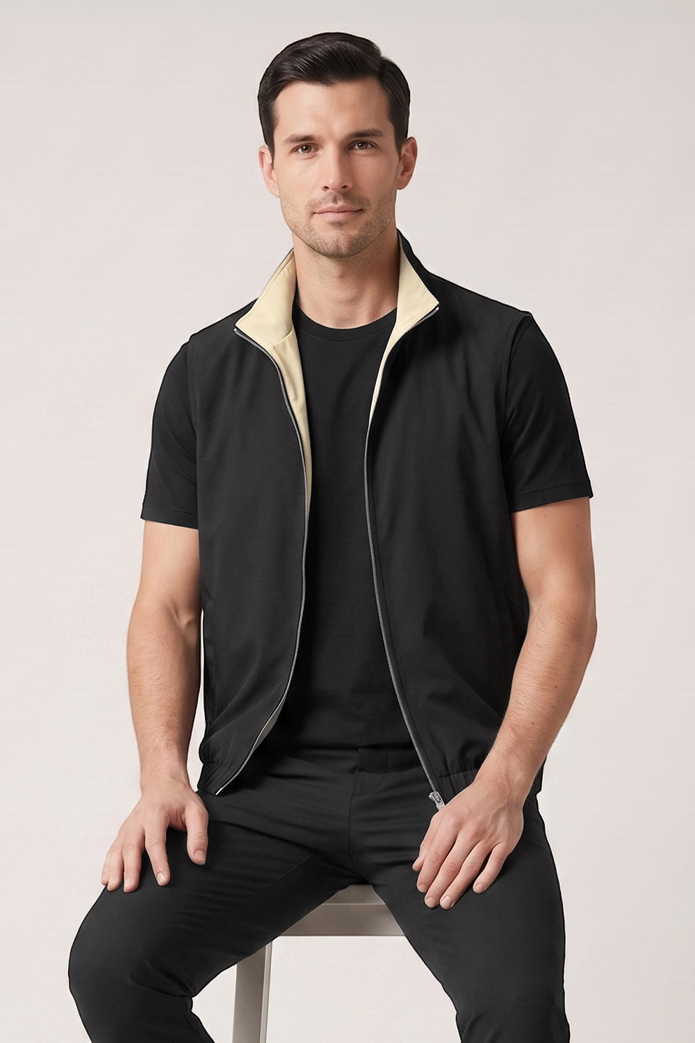 Men's Smart Casual Reversible Vest | Dual-Color Full-Zip Sleeveless Jacket