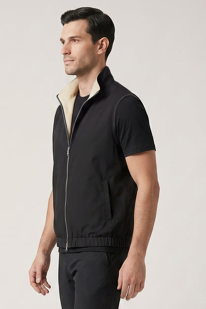 Men's Smart Casual Reversible Vest | Dual-Color Full-Zip Sleeveless Jacket