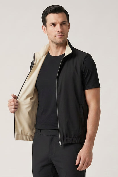Men's Smart Casual Reversible Vest | Dual-Color Full-Zip Sleeveless Jacket