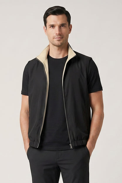 Men's Smart Casual Reversible Vest | Dual-Color Full-Zip Sleeveless Jacket