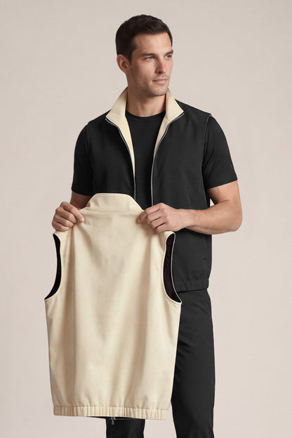 Men's Smart Casual Reversible Vest | Dual-Color Full-Zip Sleeveless Jacket
