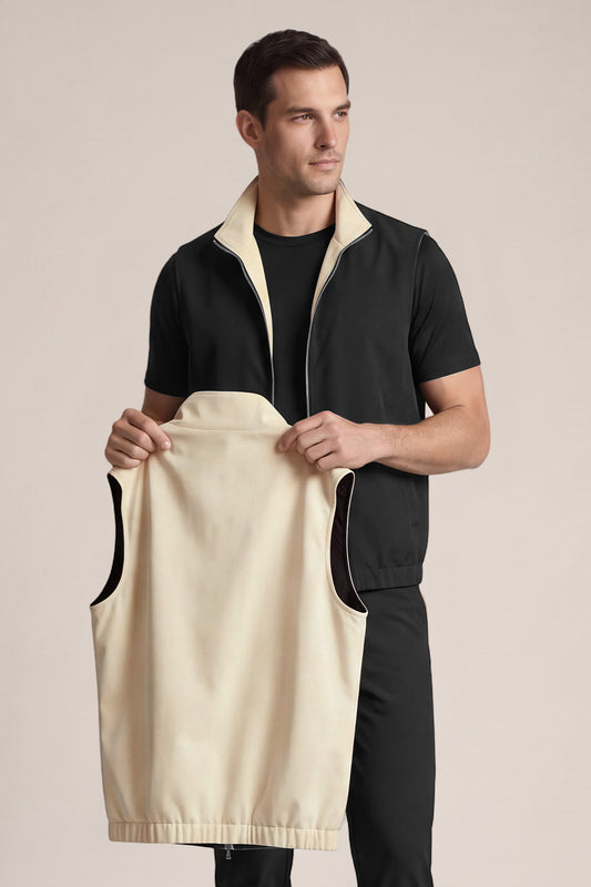 Men's Smart Casual Reversible Vest | Dual-Color Full-Zip Sleeveless Jacket
