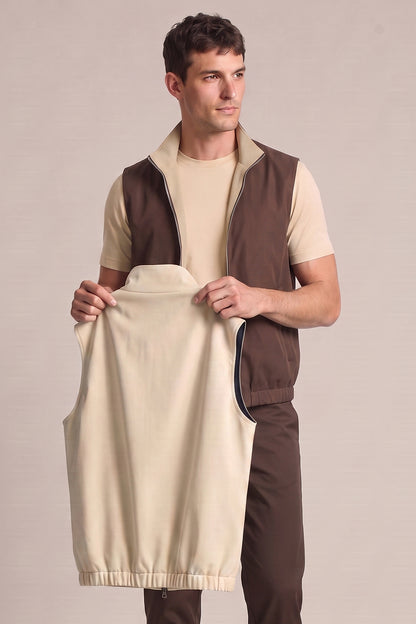 Men's Smart Casual Reversible Vest | Dual-Color Full-Zip Sleeveless Jacket