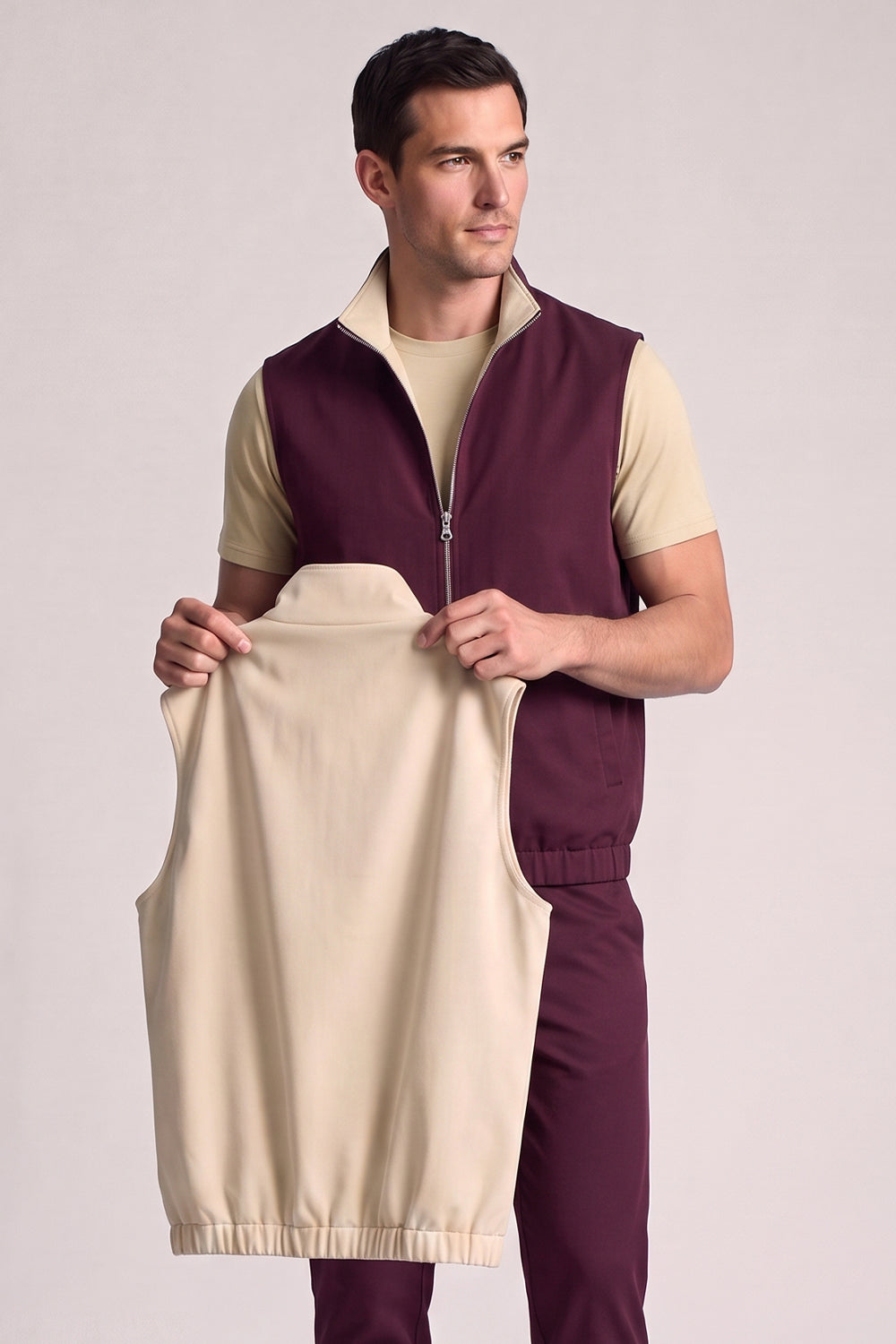 Men's Smart Casual Reversible Vest | Dual-Color Full-Zip Sleeveless Jacket
