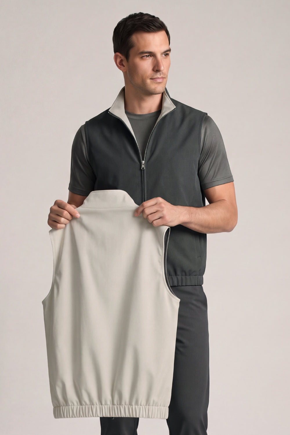 Men's Smart Casual Reversible Vest | Dual-Color Full-Zip Sleeveless Jacket