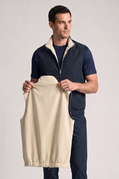Men's Smart Casual Reversible Vest | Dual-Color Full-Zip Sleeveless Jacket