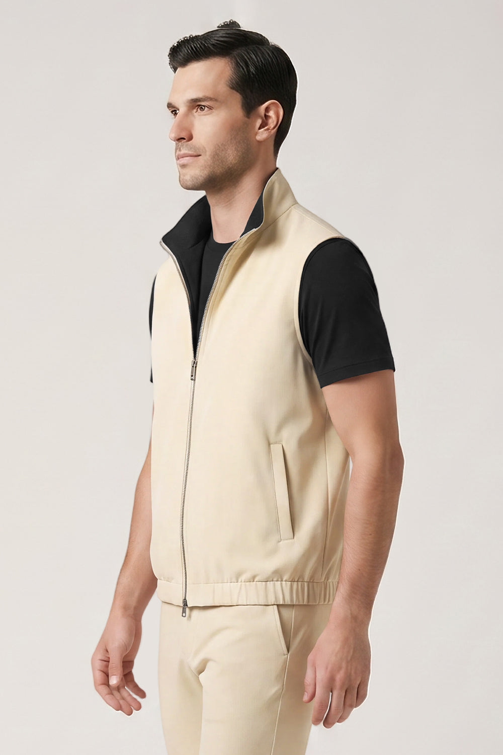 Men's Smart Casual Reversible Vest | Dual-Color Full-Zip Sleeveless Jacket