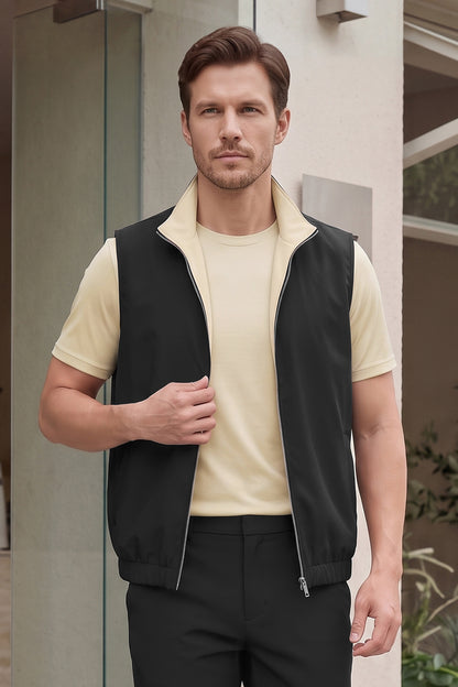 Men's Smart Casual Reversible Vest | Dual-Color Full-Zip Sleeveless Jacket