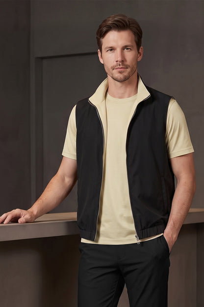 Men's Smart Casual Reversible Vest | Dual-Color Full-Zip Sleeveless Jacket