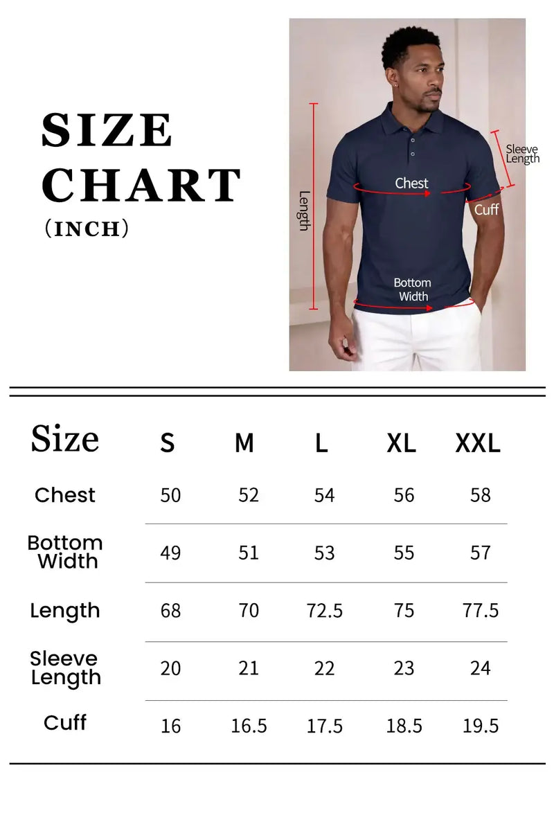Men's Mercerized Cotton Short-Sleeved Polo Shirt - Grey Size Chart
