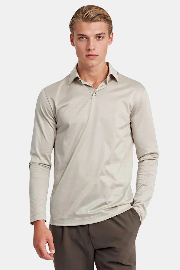 Men's Mercerized Cotton Polo Shirt - Sandstone Beige