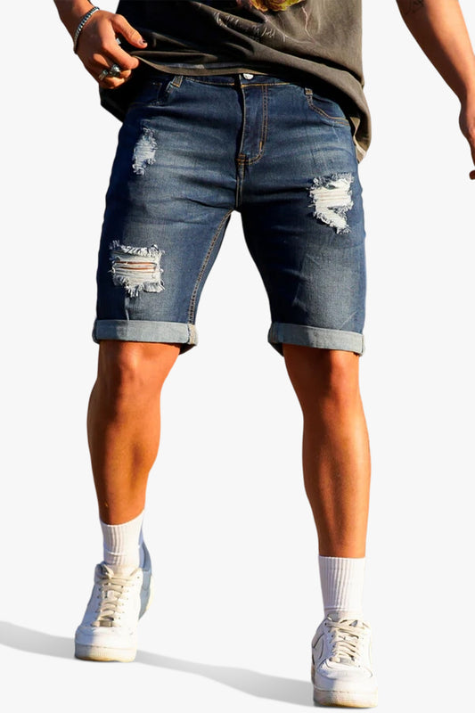 Zerrissene Jeansshorts für Herren – Slim Fit