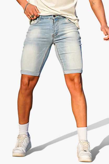 Pantalón corto vaquero para hombre, color azul claro